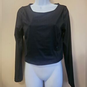Old Navy Active Women's Size S Powersoft Black Cropped Longsleeve Top Thumbholes